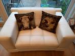 Witte lederen loveseat / zitbank, Ophalen, 150 tot 200 cm, Tweepersoons, Zo goed als nieuw
