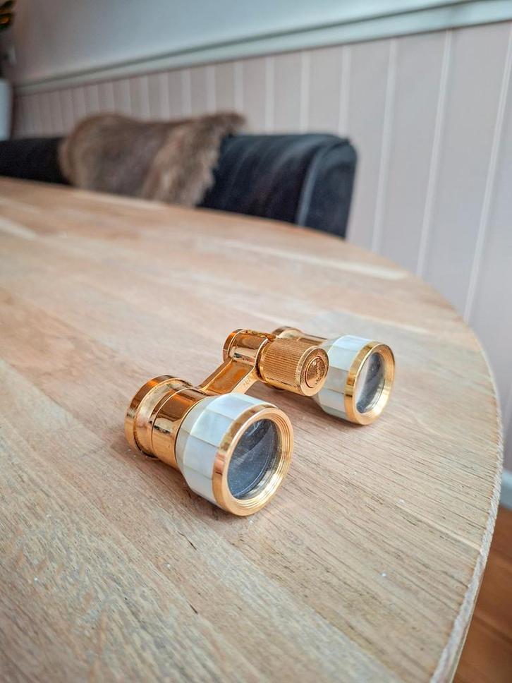 Mooie messing theaterkijker met parelmoer detail, Antiek en Kunst, Antiek | Glas en Kristal, Ophalen of Verzenden