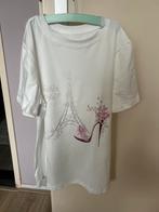 Wit T-shirt met Parijs print, Wit, Ophalen of Verzenden, Zo goed als nieuw, Korte mouw