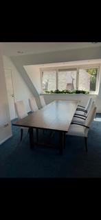 Jan des Bouvrie Tafel + 8 Stoelen - Massief Hout, Ophalen, Gebruikt, 100 tot 150 cm, 200 cm of meer