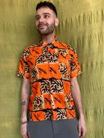 Vintage overhemd / shirt / print / oranje / small - medium /, Albert Cuypstr 168a, Halswijdte 38 (S) of kleiner, Vintage, Oranje
