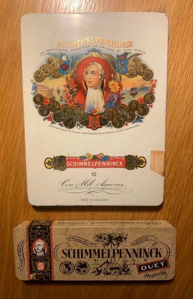 2 Blikken Sigarendoosjes Schimmelpenninck blikjes