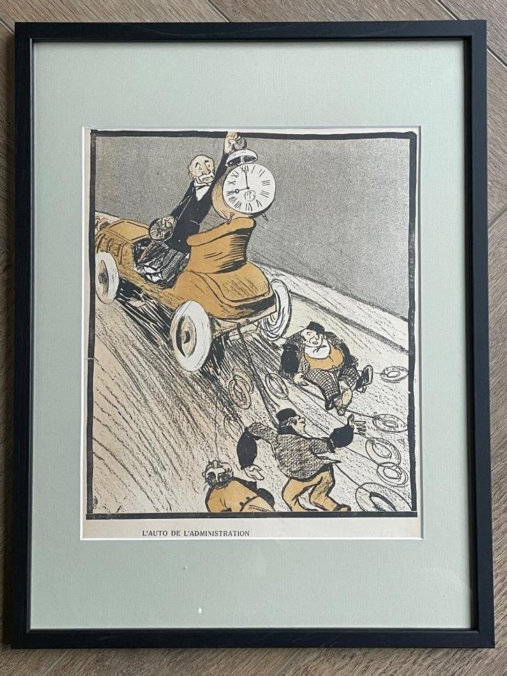 Camara da Leal 1902 L'auto l' administration - litho vintage, Antiek en Kunst, Kunst | Etsen en Gravures, Ophalen of Verzenden