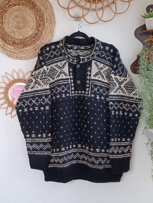 Handgebreid vintage 80s norway nepal ijslandse dale noors, Kleding | Dames, Truien en Vesten, Zo goed als nieuw, Maat 46/48 (XL) of groter