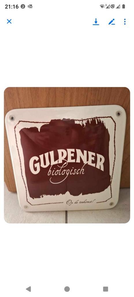 Emaille bordje, Gulpener bier., Verzamelen, Biermerken, Zo goed als nieuw, Reclamebord, Plaat of Schild, Overige merken, Ophalen of Verzenden