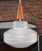 Vintage Glazen Hanglamp  Deense Stijl, Ophalen, Gebruikt, Vintage Mid Century, Metaal