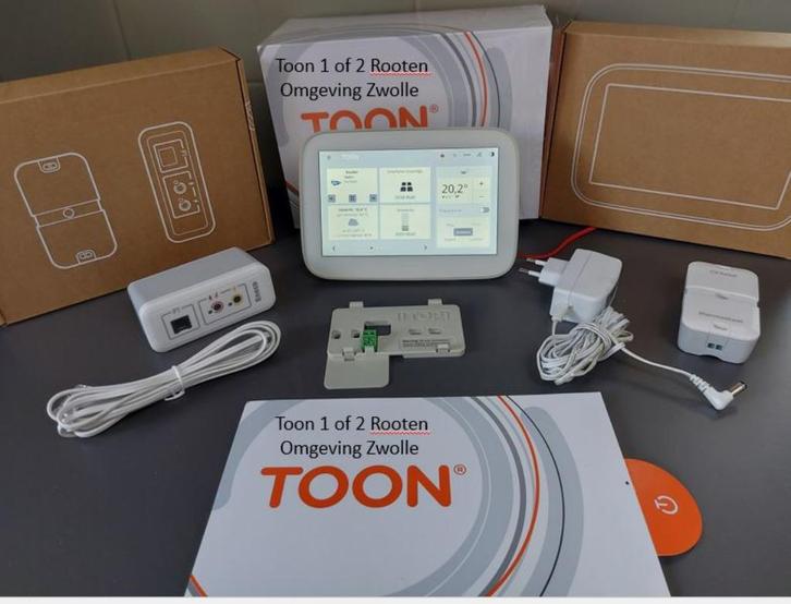Slimme Eneco Toon 2 thermostaat geroot ook voor Zonnepanelen, Doe-het-zelf en Verbouw, Thermostaten, Zo goed als nieuw, Slimme thermostaat