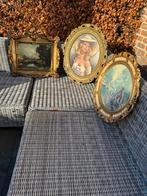 Oude lijst- prent vrouw - brocante style, Antiek en Kunst, Ophalen of Verzenden