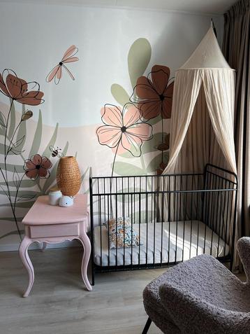 Metalen ledikant | 60 cm x 120 cm | zwart | vintage | uniek beschikbaar voor biedingen