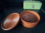 uit oma's kast vintage bruine tupperware koektrommel, Ophalen of Verzenden, Gebruikt, Bruin, Overige typen