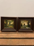 Twee schilderstukken in miniatuur | sign. ‘Vesters’ 20e eeuw, Antiek en Kunst, Ophalen of Verzenden