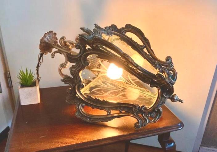 Zware Franse antieke hal lamp lantaarn brons messing, Antiek en Kunst, Antiek | Lampen, Ophalen