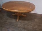Stevige houten woonkamer tafel, Ophalen, Gebruikt, 100 tot 150 cm, Ovaal