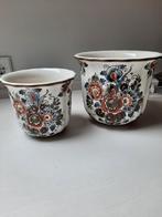 Twee Flora Keramiek Delft Aardewerk Bloempotten, Antiek en Kunst, Ophalen