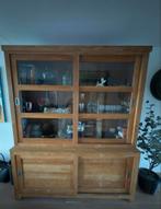 Houten buffetkast met glazen deuren, Ophalen, Gebruikt, 200 cm of meer, 150 tot 200 cm