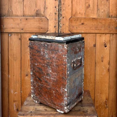 Kist transportkist hout origineel industrie 49 cm hoog, Huis en Inrichting, Woonaccessoires | Kisten, Gebruikt, Minder dan 50 cm