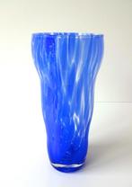 Glazen vaas helder met blauwe gedeeltes 3938-g, Ophalen of Verzenden
