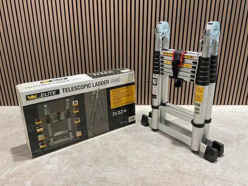 Elite Vario 2x2,2 m dubbele telescoopladder nieuw in doos ‼️, Doe-het-zelf en Verbouw, Ladders en Trappen, Nieuw, Ladder, 4 meter of meer
