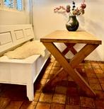 Robuuste eiken kruispoot tafel (140X70), Ophalen, Gebruikt, 100 tot 150 cm, Eikenhout