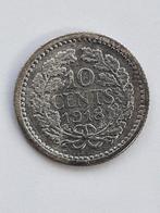 Zilveren dubbeltje 1918, Postzegels en Munten, Munten | Nederland, Koningin Wilhelmina, 10 cent, Ophalen of Verzenden