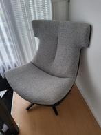 Moderne draaifauteuil grijs stof met zwart leer, Huis en Inrichting, Fauteuils, 75 tot 100 cm, Zo goed als nieuw, 50 tot 75 cm