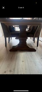 Kloostertafel oud teak met 6 stoelen, Ophalen, Teakhout, 200 cm of meer, Kloostertafel