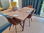 tafel eiken met zwarte metalen poten, Huis en Inrichting, Tafels | Eettafels, Ophalen, Gebruikt, 50 tot 100 cm, 150 tot 200 cm