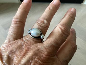 Nieuwe zilveren ring met twee parels Rabinovich beschikbaar voor biedingen