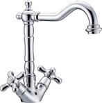 Nostalgische keukenkraan Ancona Retro, tweeknops, chroom