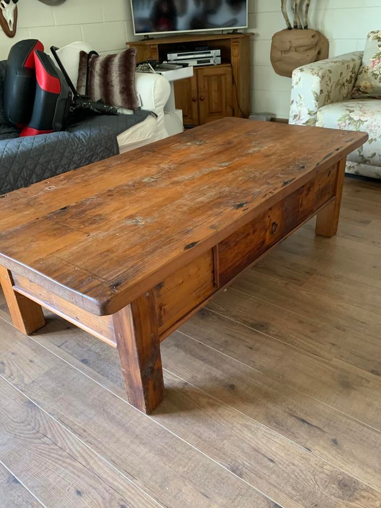 Salontafel landelijk hout, Huis en Inrichting, Tafels | Salontafels, Ophalen, 100 tot 150 cm, 50 tot 100 cm, Minder dan 50 cm