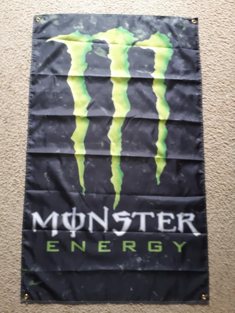 Monster Energy Drink 90x150 cm Reclame Vlag, Ophalen of Verzenden, Nieuw, Reclamebord