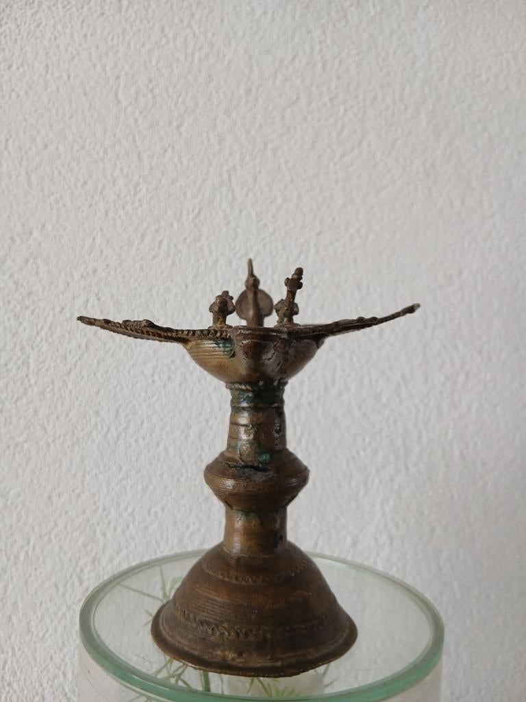 India messing olielamp met vogels, Ophalen of Verzenden