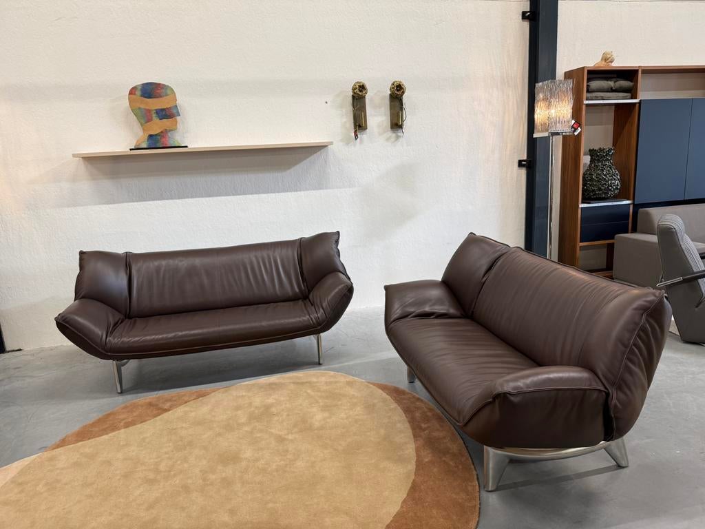 2 Leolux Tango Bank 3 & 2 zits Senso Chicco leer bruin, Driepersoons, Ophalen of Verzenden, Rechte bank, Pode Evidence