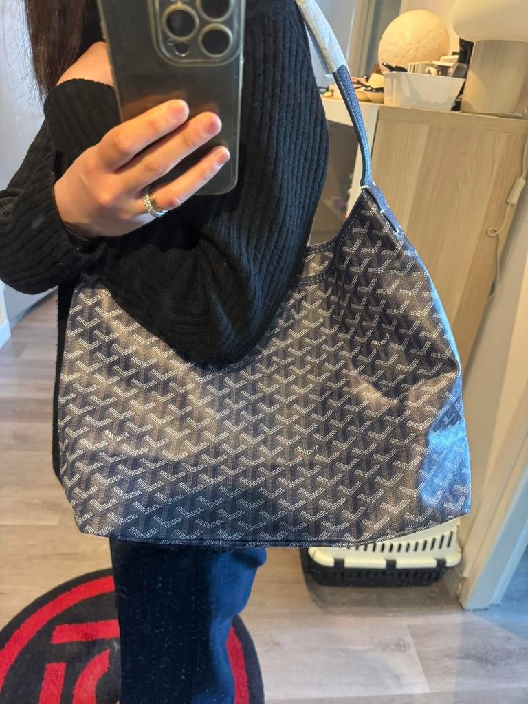 Goyard Bag Navy Blue Hobo Medium Canvas Tote Bag, Ophalen of Verzenden, Nieuw, Blauw, Shopper