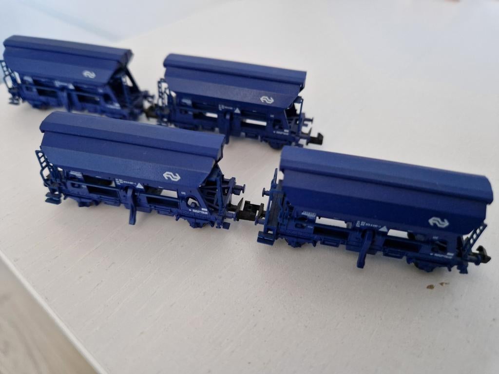 4 NS zelflossers. Fleischmannn piccolo., Hobby en Vrije tijd, Modeltreinen | N-Spoor, Gelijkstroom, Fleischmann, Analoog, Wagon