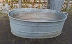 Grote ovale zinken teil of bad, Tuin en Terras, Bloembakken en Plantenbakken, Ophalen, Gebruikt, Metaal, 30 tot 60 cm