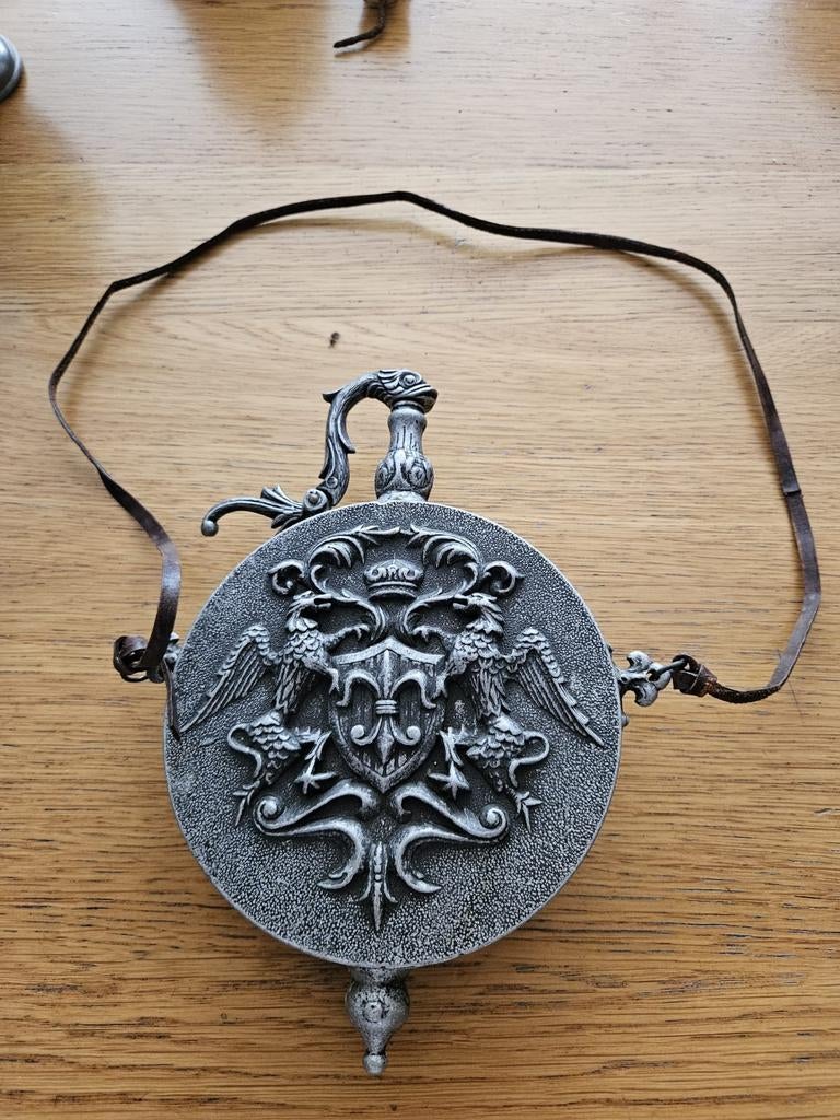 Antieke veldfles met wapenschild, Antiek en Kunst, Ophalen of Verzenden