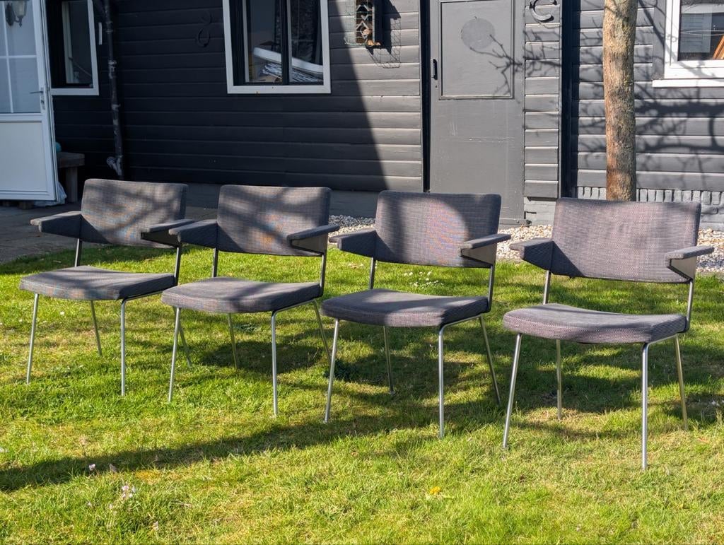 Set van 4 Gispen Cordemeyer 1265 stoelen, Huis en Inrichting, Stoelen, Ophalen, Grijs, Stof, Vier