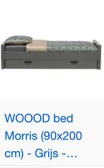 Woood bed, grijs 1 persoonsbed, Huis en Inrichting, Slaapkamer | Bedden, Ophalen, 90 cm, Eenpersoons, Zo goed als nieuw