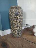 hoge vaas met bloempatroon - hoge aardewerkvaas, Gebruikt, Overige kleuren, Aardewerk of Porselein, Ophalen of Verzenden