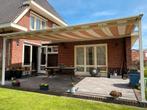 Terrasoverkapping met gestreept zonnescherm 5,5 x 4 meter, Tuin en Terras, Gebruikt, Overige typen, 450 cm of meer, Ophalen of Verzenden