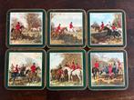 Vintage onderzetters met jacht tafereel, Ophalen of Verzenden, Zo goed als nieuw, Glas of Kopje