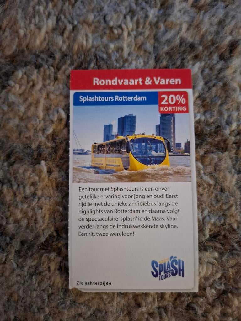 Splashtours Rotterdam 20% korting, Drie personen of meer, Kortingsbon, Overige typen