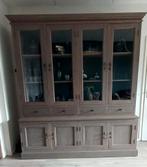 Teak buffetkast met glazen deuren en lades, Huis en Inrichting, Ophalen, Gebruikt, Met deur(en), 200 cm of meer