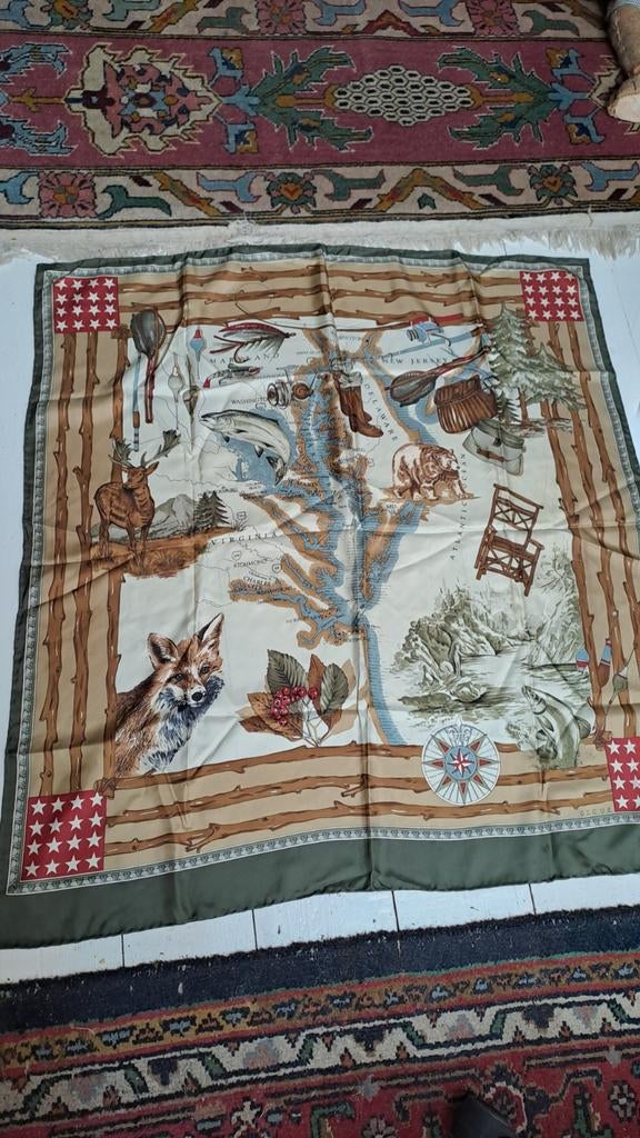 GIGUE ZIJDEN SHAWL JACHT/ LANDSCHAP OOSTKUST V.STATEN, Antiek en Kunst, Verzenden