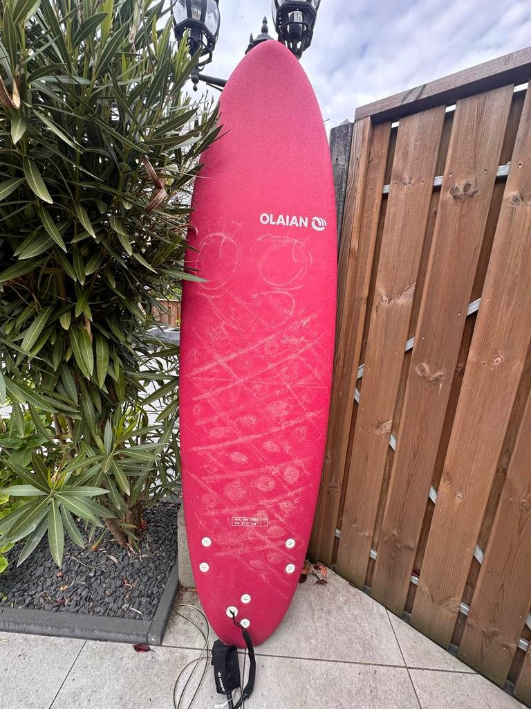 Olaian Surfboard 7" - Ideaal voor beginners, Watersport en Boten, Golfsurfen, Zo goed als nieuw, Longboard, Met vinnen, Ophalen