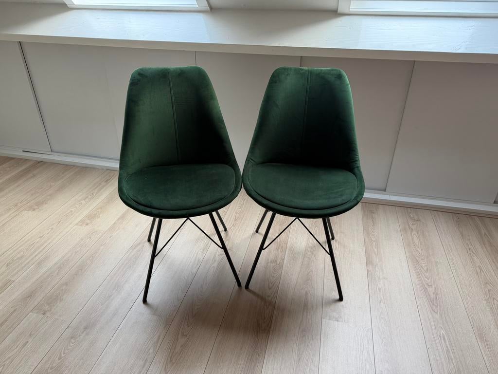 Eetkamerstoelen Bonn (2 stuks) - velvet - groen - Leenbakker, Huis en Inrichting, Ophalen, Overige materialen, Twee, Overige kleuren