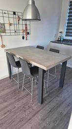 Xooon eetkamertafel betonlook met 4 draaibare stoelen, Ophalen, Overige materialen, Modern, Industrieel, 50 tot 100 cm