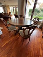 Antieke mahonie tafel en stoelen, Ophalen