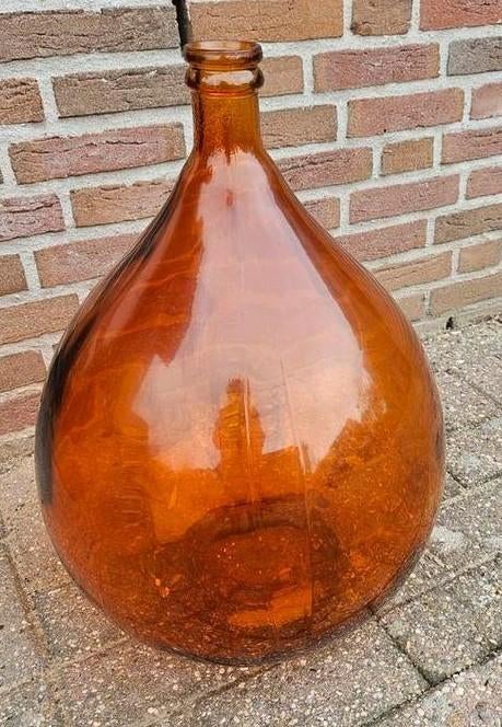 Grote vintage amberkleurige glazen fles/mandfles, Ophalen
